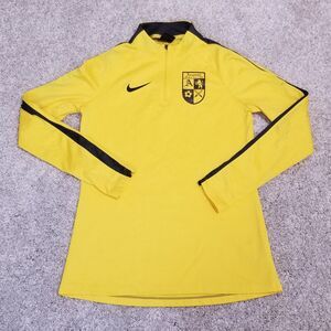 Nike Arsenal Soccer Dri Fit Womans 1/4 Zip Pullover Yellow Sweater Sz Small EUC